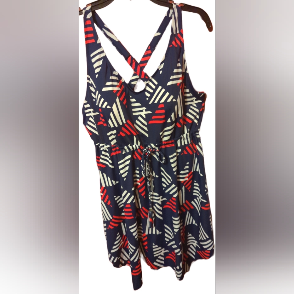 D & Co Red White & BLUE ONE PC SKIRT BATHING SUIT SZ 16